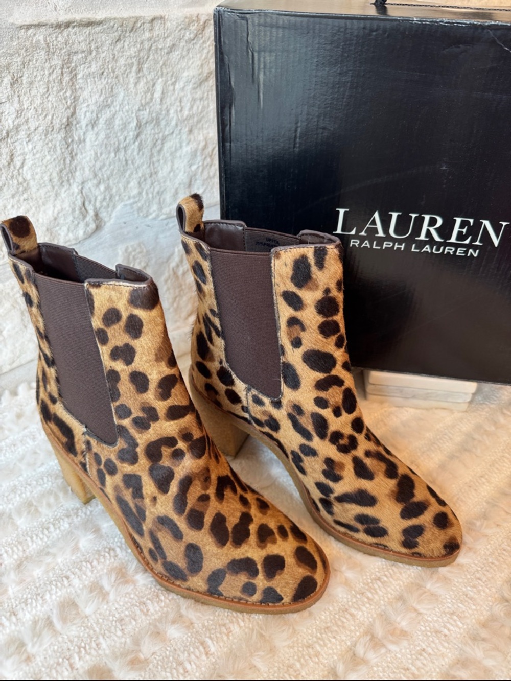Lauren Ralph Lauren Leopard-Print Chelsea Ankle Boots - Brown and Black Leopard. - Picture 3 of 6